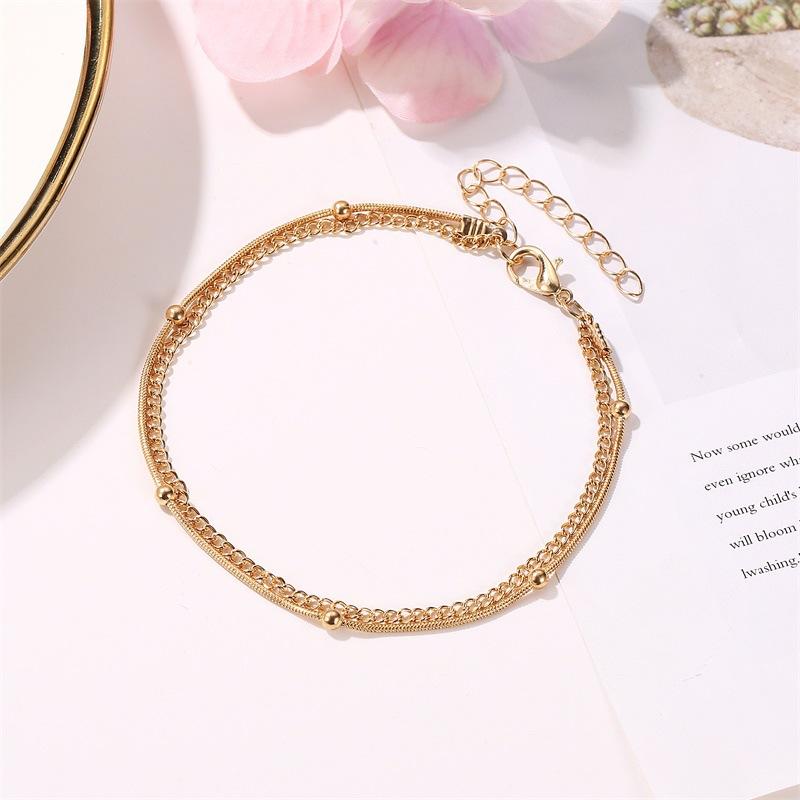 Popular jewelry personality simple multi-layer snake bone anklet fashion double layer ladies summer foot accessories