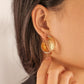 Retro Hong Kong C-Shaped Earrings Frosty Cross Metal Line Simple Earrings Jieyue Jewelry