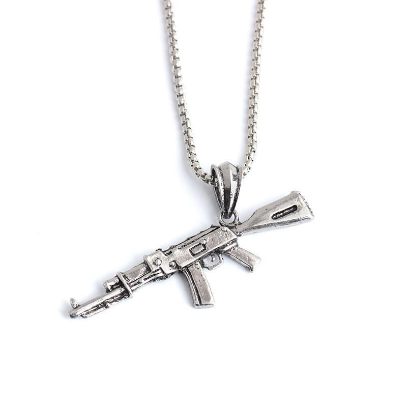 Personality Hip Hop Pistol Pendant Necklace Domineering Rifle Necklace Jewelry