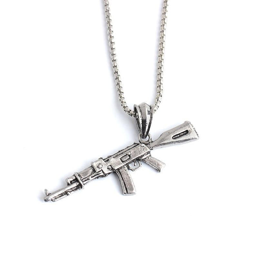Personality Hip Hop Pistol Pendant Necklace Domineering Rifle Necklace Jewelry