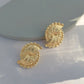 Jewelry metal flower-shaped fan-leaf stitching earrings retro niche geometric all-match earrings for women