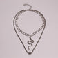 Jewelry Fashion Snake Chain Multilayer Necklace Geometric Alloy Lock Pendant Sweater Chain Women's Clothing