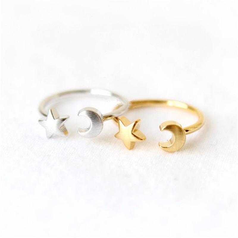 Explosive adjustable star moon ring star moon half open ring