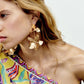 E188 Exaggerated geometric flower earrings metal indifferent niche design personality three-dimensional earrings