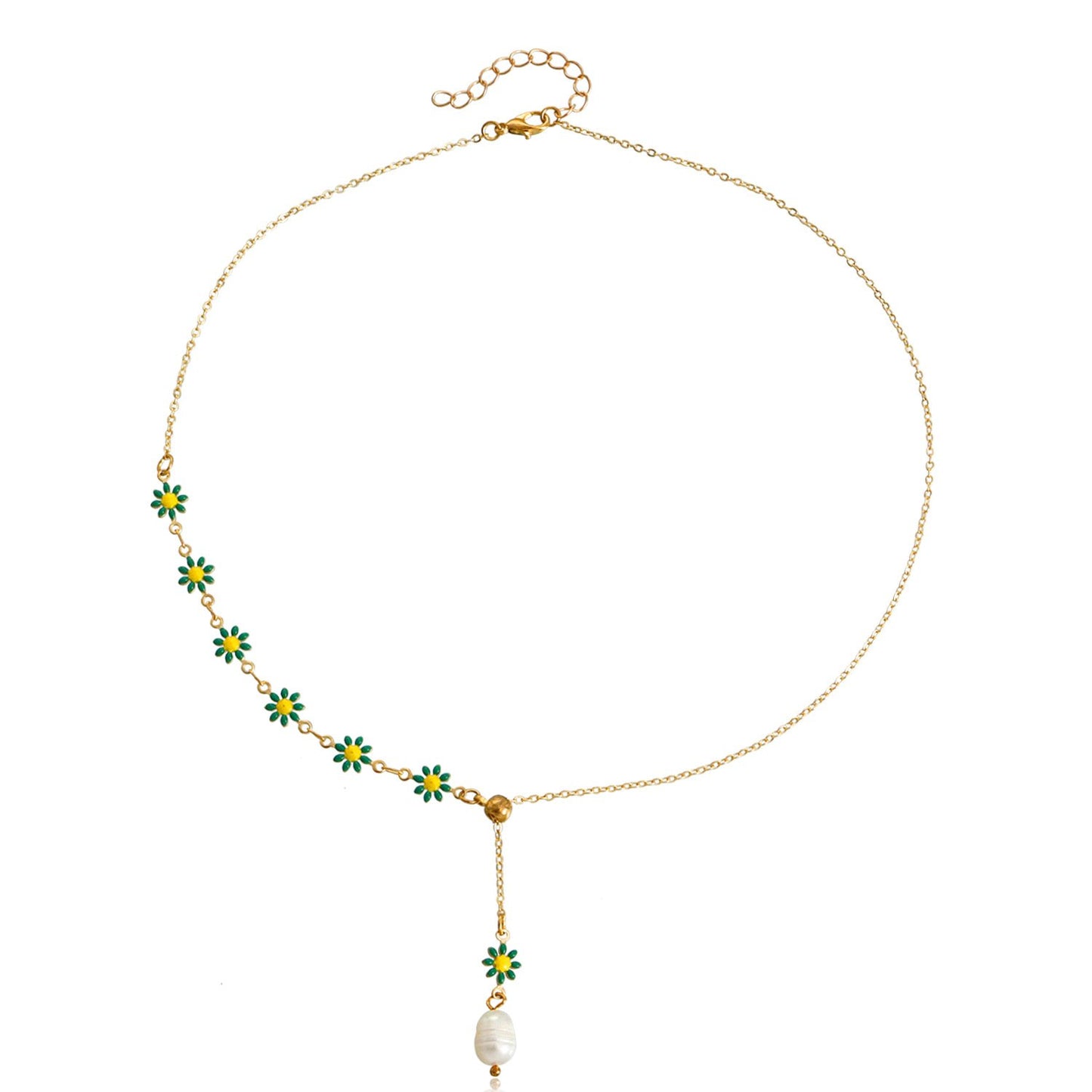 Jewelry Creative Flower Pearl Pendant Necklace Sweater Chain Women's Fashion Versatile Trendy Cool Simple Necklace