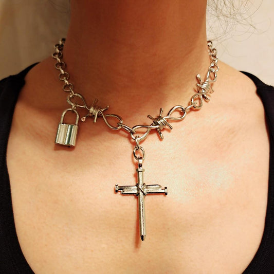 Necklace Jewelry Thorn Steel Nail Pendant Necklace Punk Street Trendy Clavicle Chain Accessories