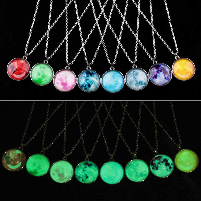 Harajuku Universe Fantasy Starry Sky Time Gemstone Luminous Necklace Personality Luminous Pendant Jewelry