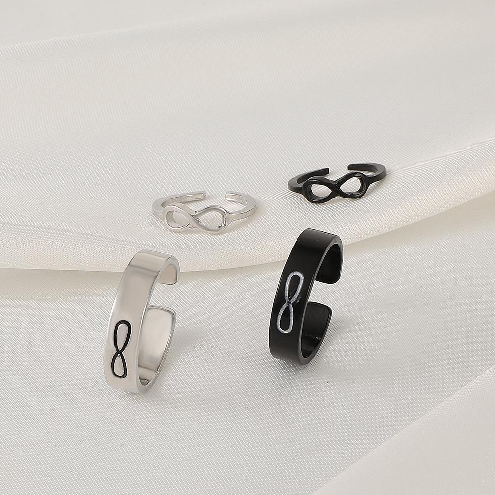 ins simple 8-character ring set fashion personality geometric opening adjustable ring lucky couple ring