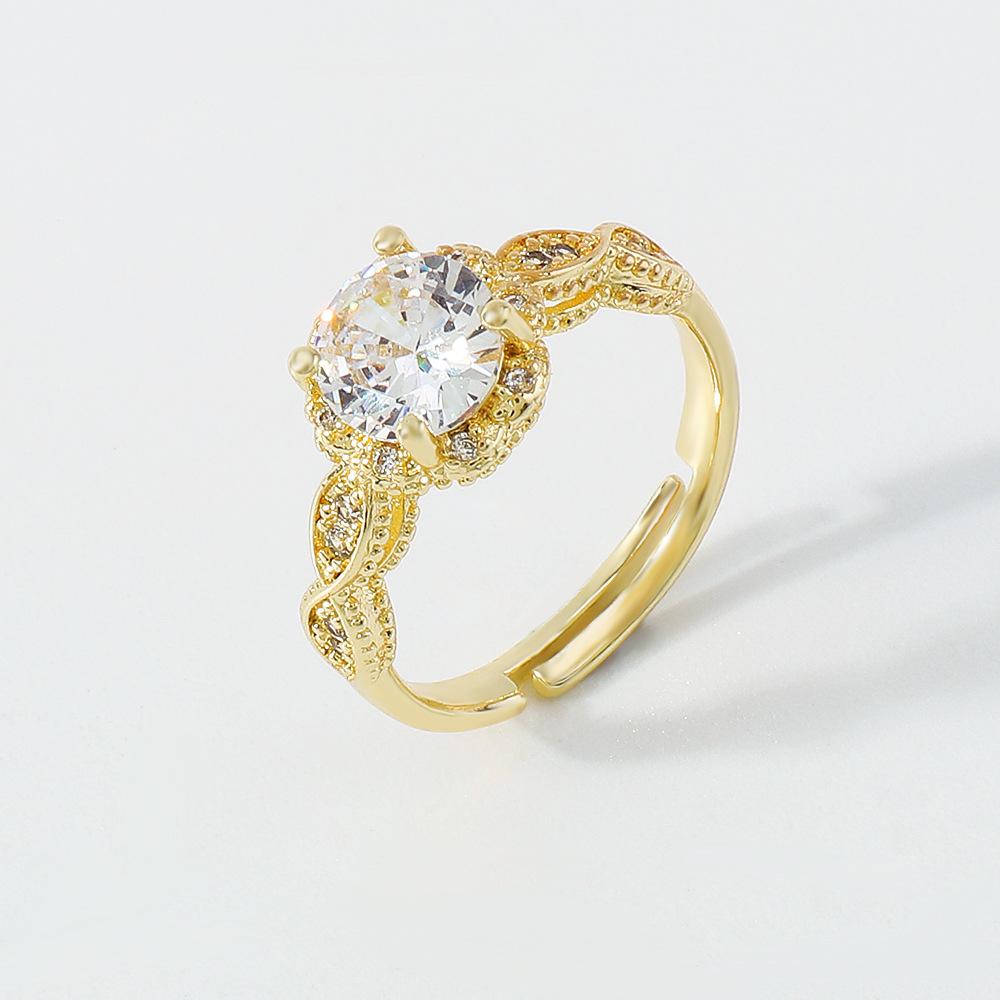 ZR133 Exaggerated Net Red Hand Decoration Copper Zircon Fashion Personality Ring Light Luxury Temperament Small Open Ring