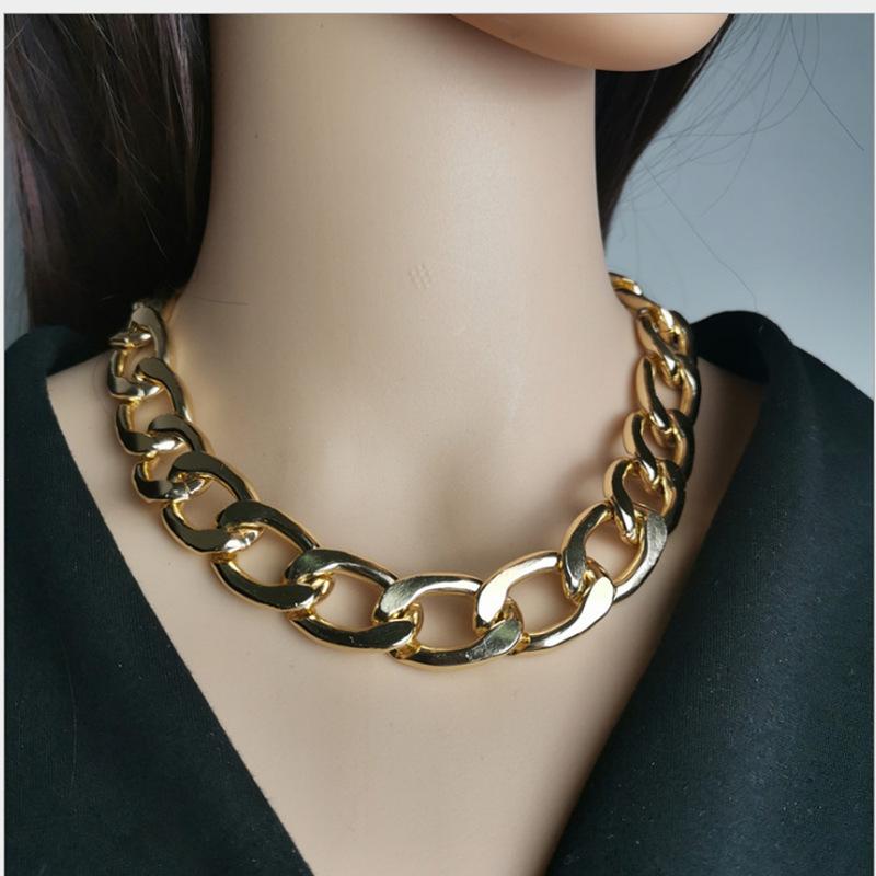 Trendy Jewelry Personality Creative Geometric Retro Double Grinding Chain Necklace Punk Hip Hop Exaggerated Necklace