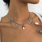 N984 Simple Fashion Necklace Niche Design Mushroom Pendant Necklace Geometric Drip Oil Short Necklace Women