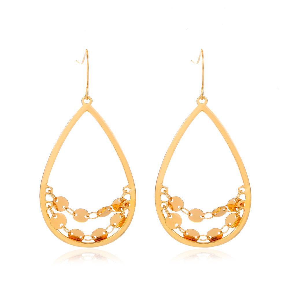 Ins hollow water drop earrings female Bohemian ethnic creative chain tassel earrings temperament earrings