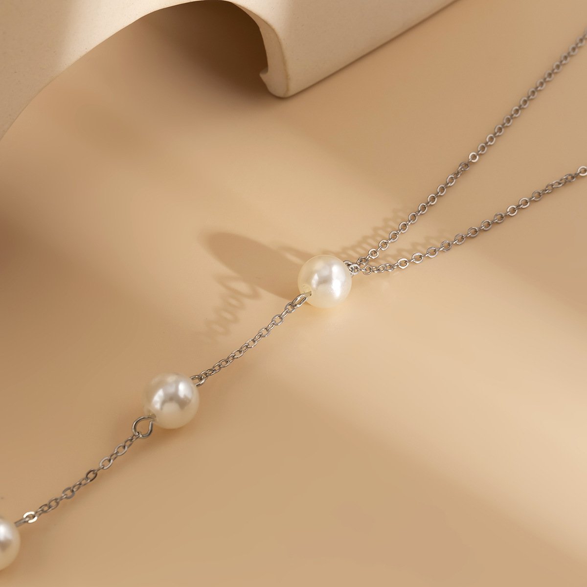 Jewelry Temperament Thin Chain Metal Necklace Female Simple Long Sexy Imitation Pearl Tassel Necklace