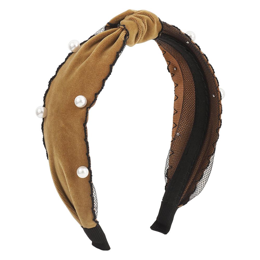 F5279 velvet temperament knotted hair hoop nail bead lace retro head hoop personality simple fashion hairpin female