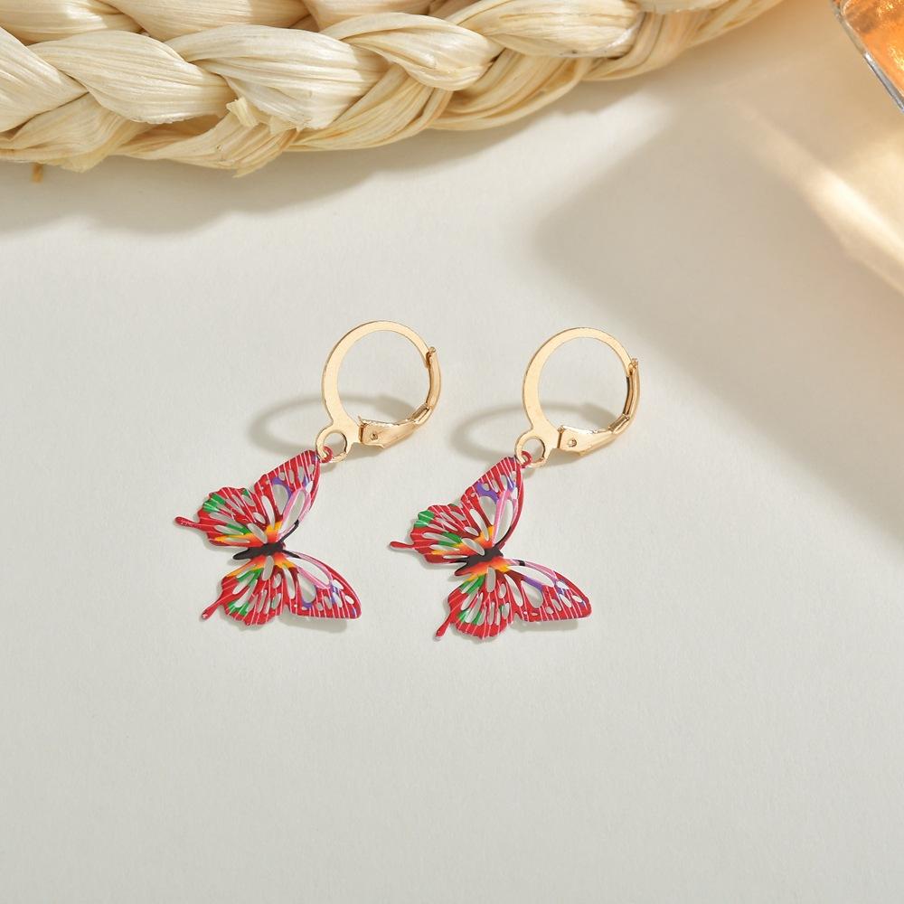 Cute Painted Butterfly Earrings Retro Drip Oil Computer Chip Earrings Female Jewelry