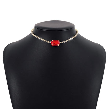 N1465 Temperament Light Luxury Short Clavicle Necklace Hong Kong Elegant Niche Diamond Inlaid Net Red Personality Necklace