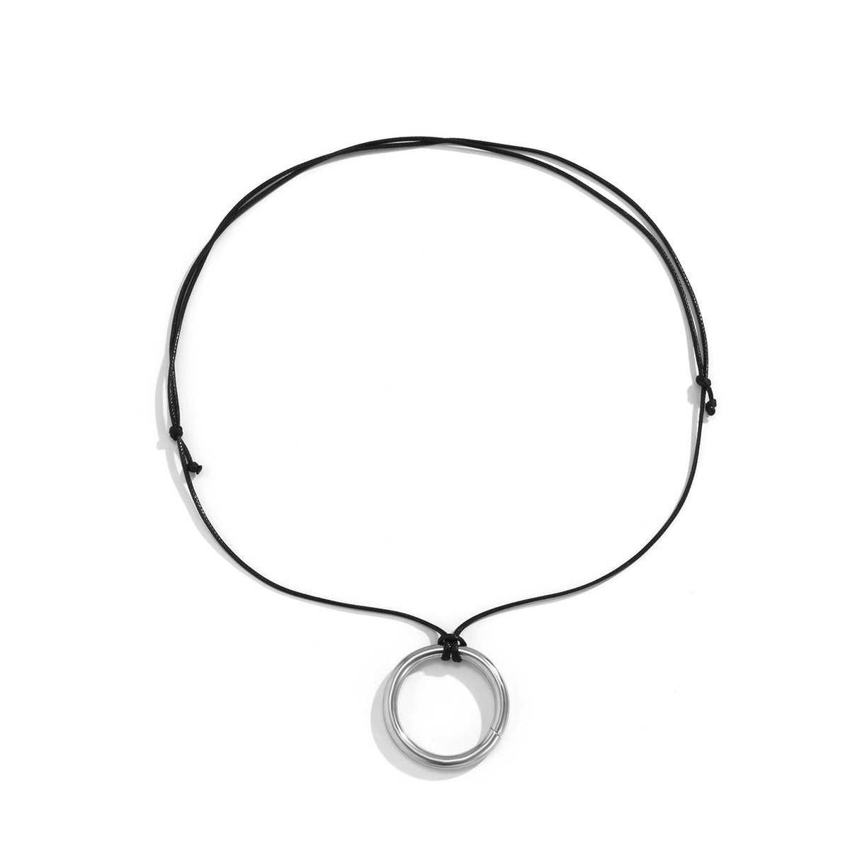 Jewelry punk cold metal ring pendant necklace simple personality wax line adjustment necklace