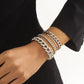 Hip-hop retro diamond-studded Cuban chain bracelet set trend metal chain diamond-encrusted bracelet for women
