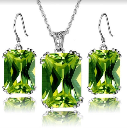Fashion Earrings Necklace Set Female Retro Clavicle Chain Crystal Pendant Accessories jewelryset Jewelry