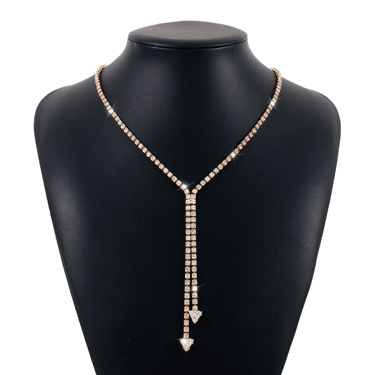 N1823 geometric long rhinestone necklace claw chain light luxury sexy niche tassel necklace for women