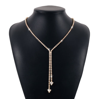 N1823 geometric long rhinestone necklace claw chain light luxury sexy niche tassel necklace for women