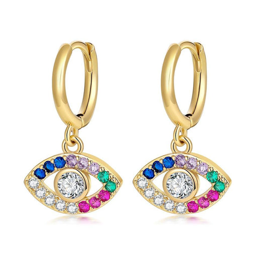 Fashion and exquisite devil's eye earrings copper micro-inlaid zircon eye earrings jewelry for women