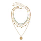 Jewelry Retro Ethnic Turquoise Clavicle Necklace Female Simple Metal Faceplate Sequin Necklace
