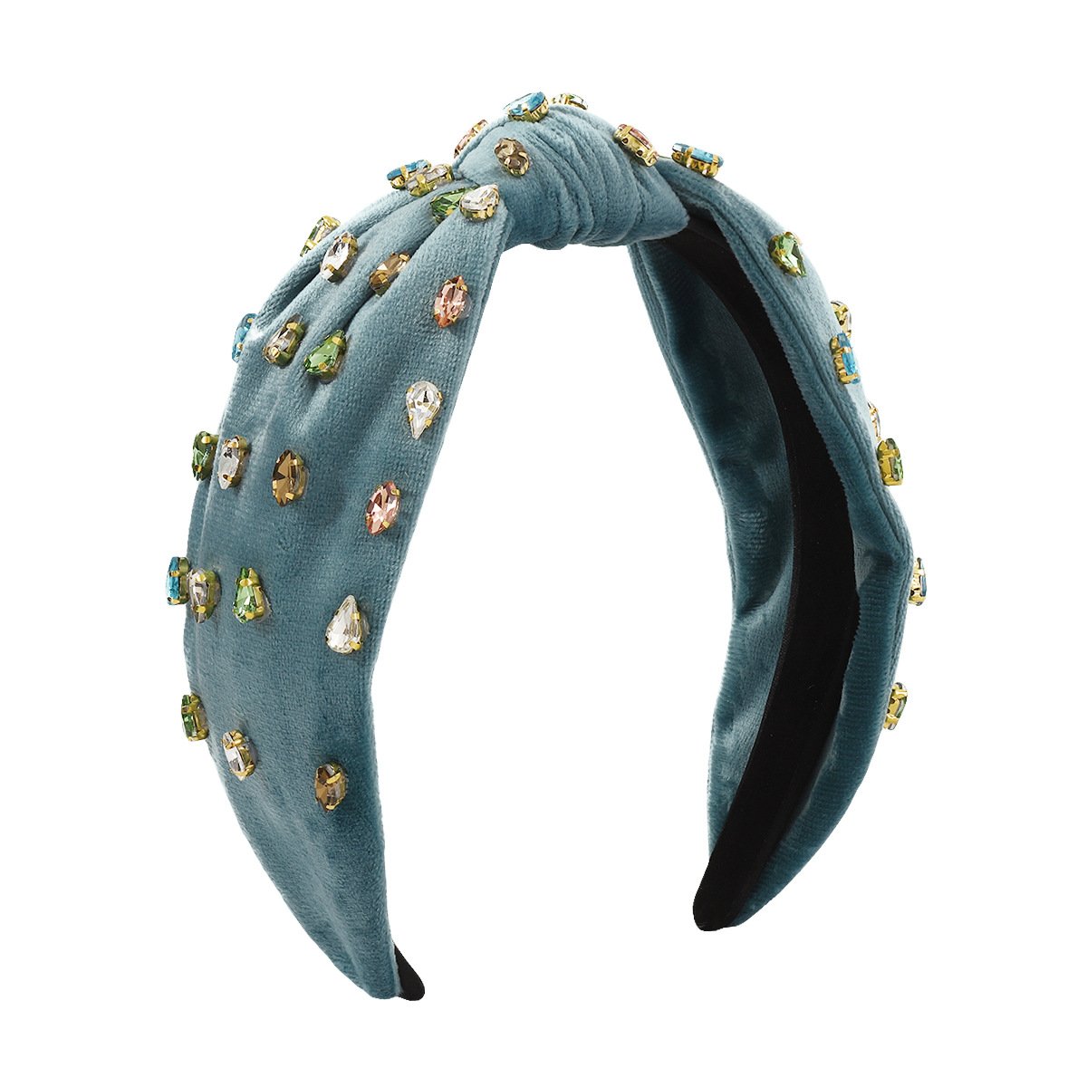 F4689 Jewelry fabric knotted water drop color diamond wide-brimmed headband Mori girl small fresh headband