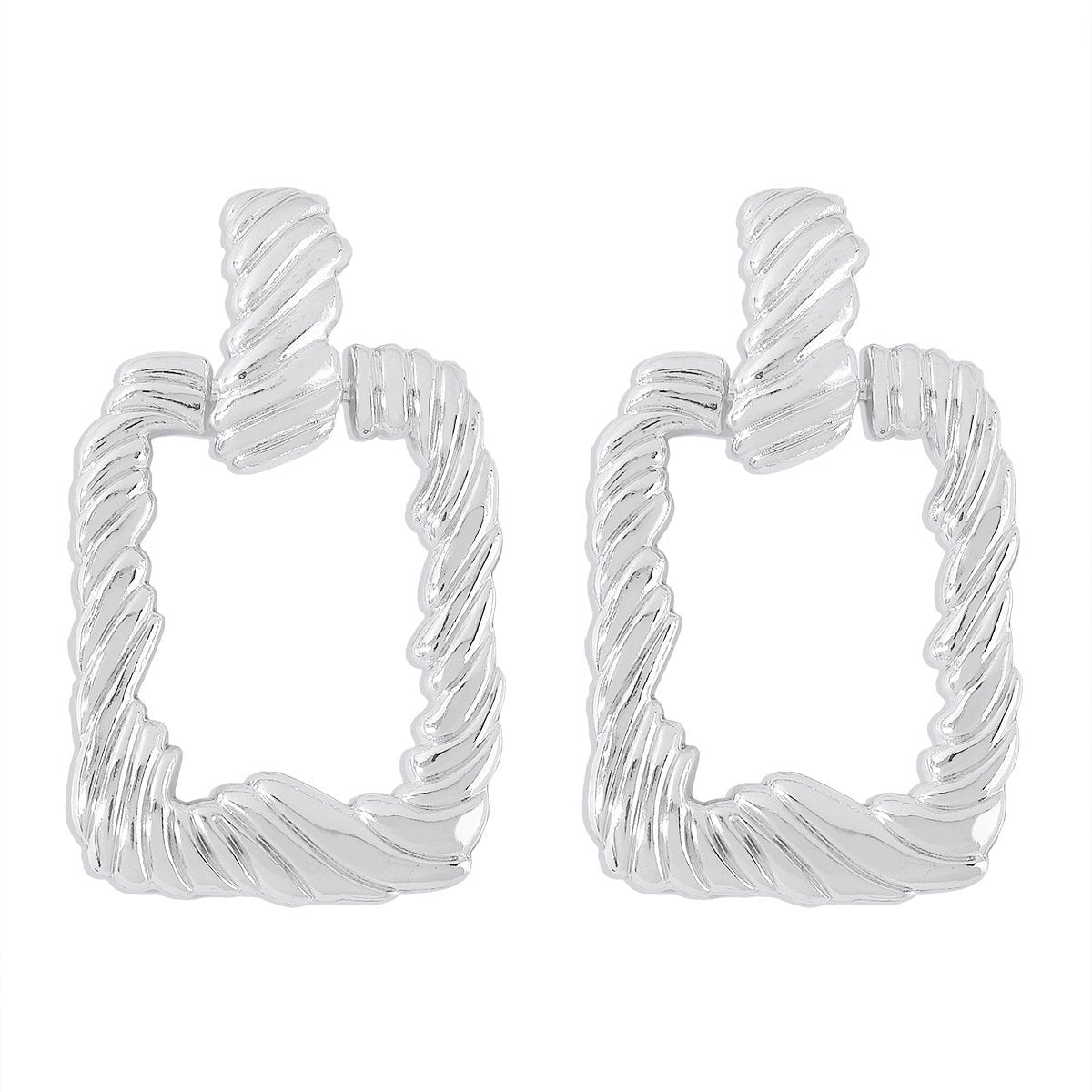 E186 Exaggerated Retro Metal Square Fashion Earrings Cold Thread Atmospheric Earrings Women