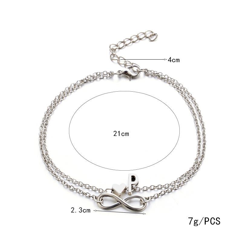 Heart 26 Letter Alloy Anklet Fashion Ladies Anklet Bracelet Multi-set Decoration