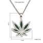 Trendy hip-hop rock diamond painting oil maple leaf necklace fashion light luxury unisex collarbone chain