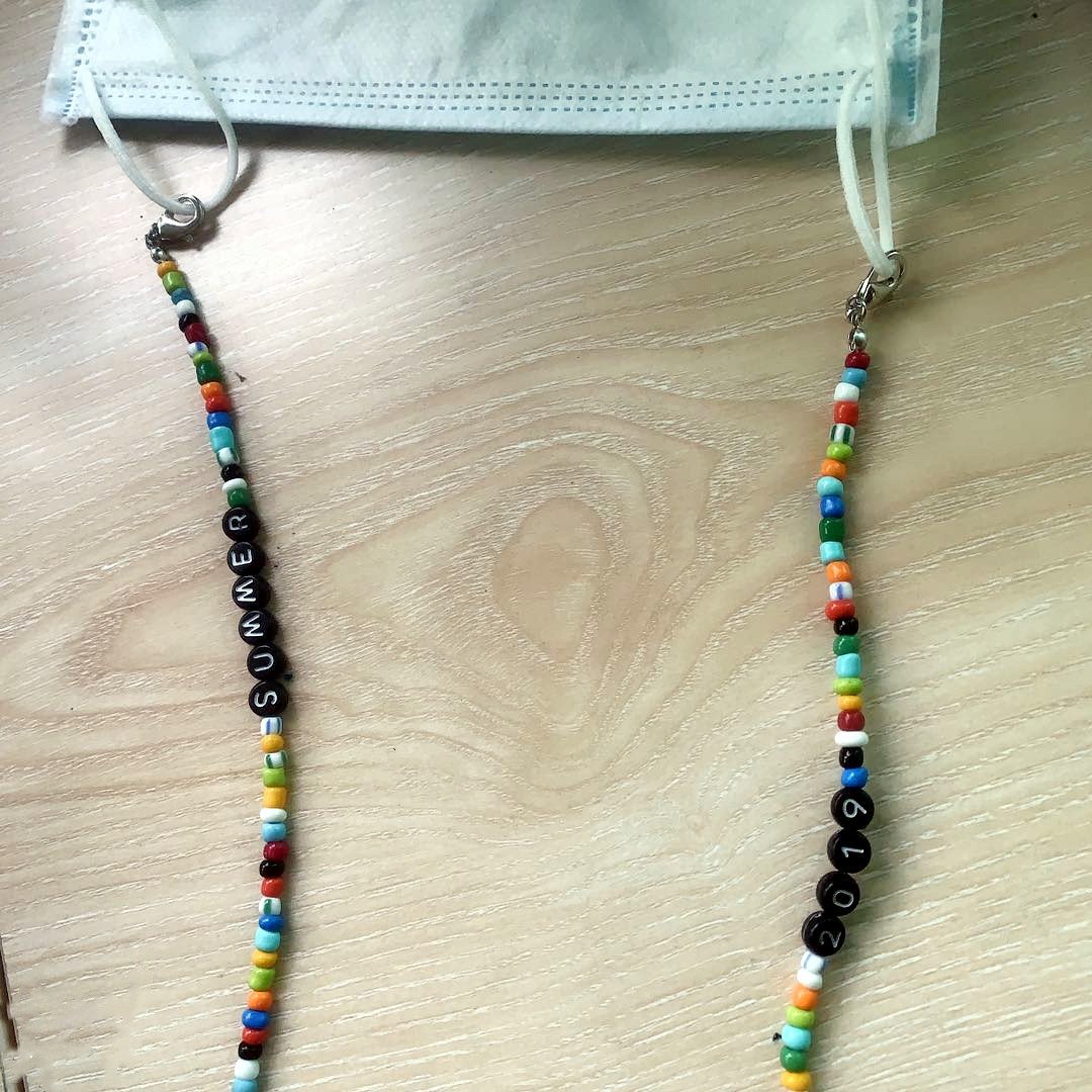 Trendy Colorful Beaded Alphabet Mask Chain Glasses Rope Sunglasses Anti-lost Rope