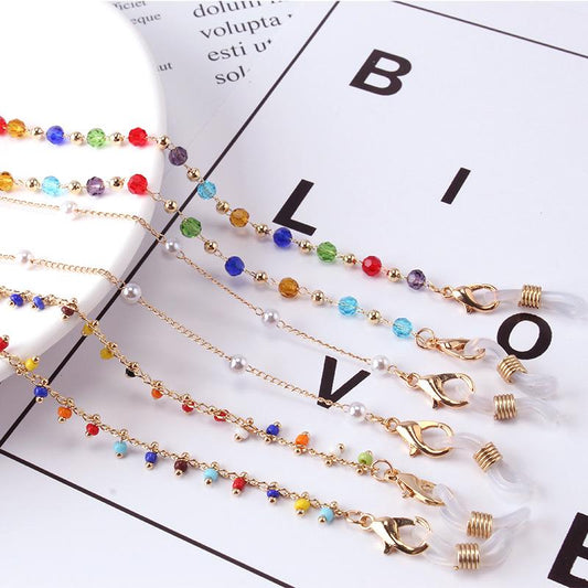 Personality Pearl Sunglasses Chain Hanging Neck Metal Chain Glasses Decorative Accessories Chain