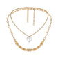 Double-layer short love pendant twist chain simple personality clavicle chain pearl necklace niche female