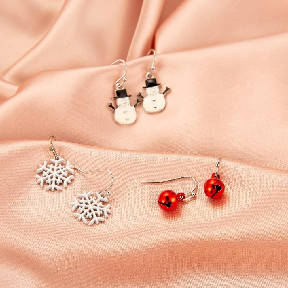 Christmas jewelry creative Christmas tree earrings simple snowman bell earrings female festive holiday accessories