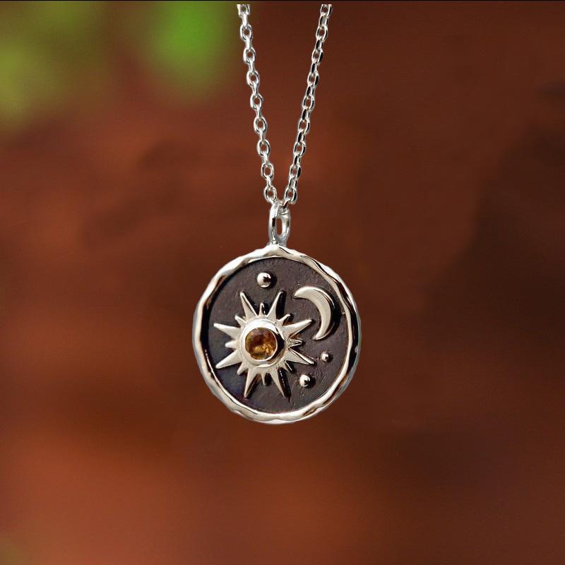 Jewelry Summer Bohemian Vintage Pendant Earrings Necklace Set Female Sun Moon Jewelry