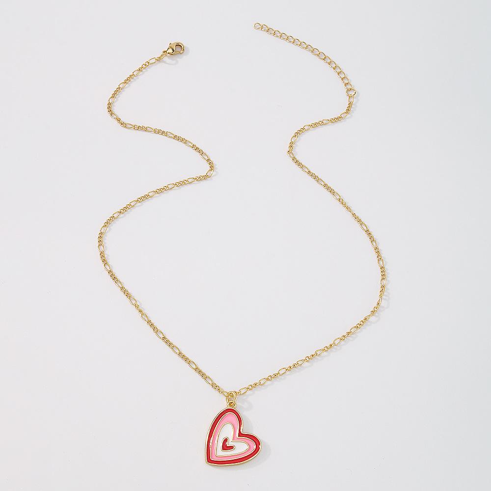 ZN97 Color Drop Oil Necklace Female Punk Hip-Hop Colorful Heart Necklace Retro Simple Necklace