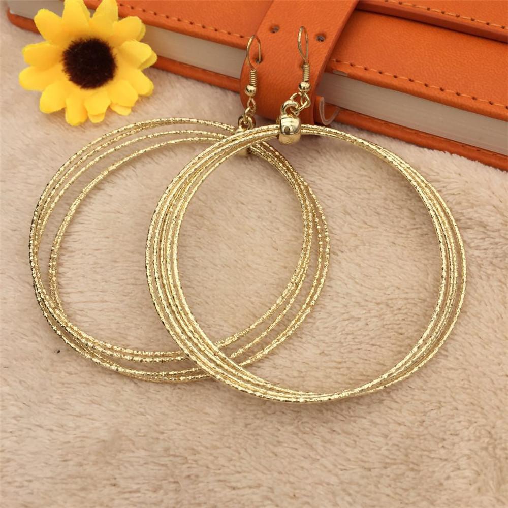 Fashion large metal ring buckle multi-layer hoop earrings night trend earrings exaggerated earrings