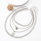 Jewelry Retro Versatile Multi-layer Peach Heart Glossy Trendy Alloy Padlock Necklace Three-piece Set