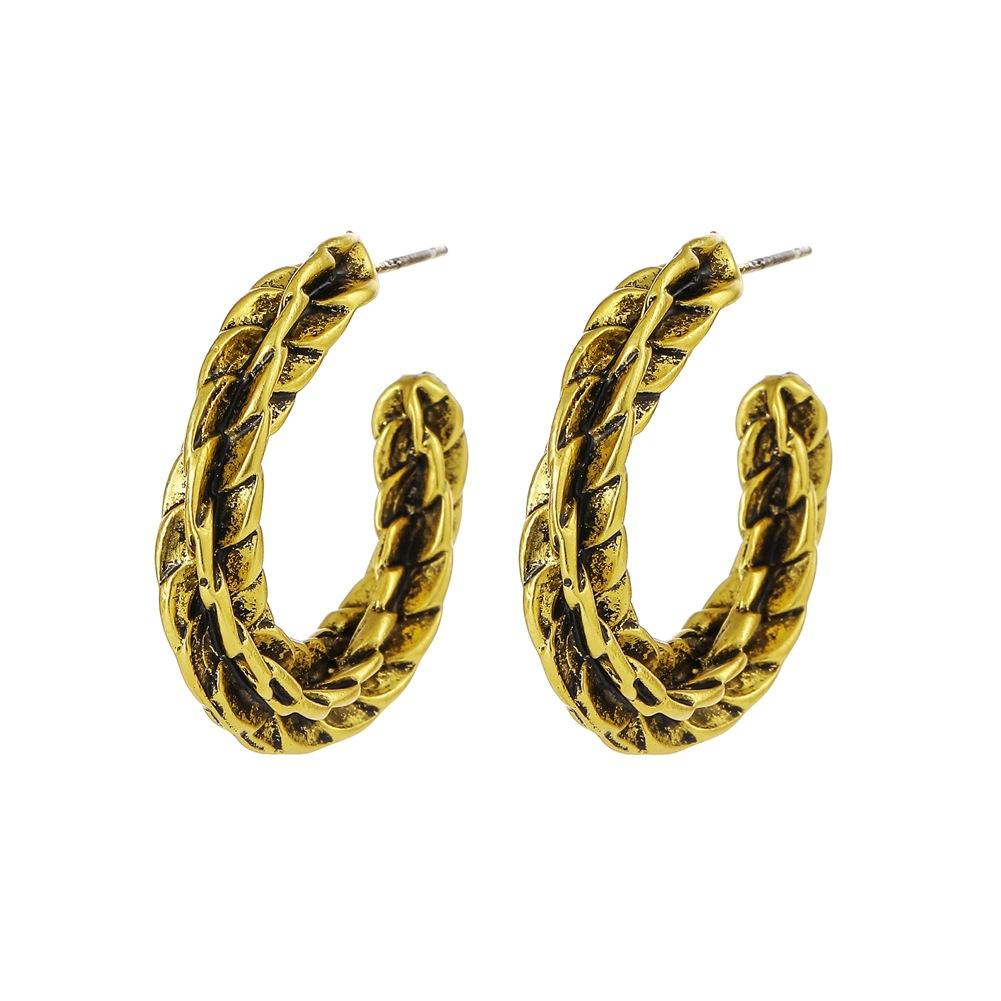 Jewelry Fashion Retro Exaggerated Snake Pattern C-shaped Earrings Creative Twisted Lines C-shaped Earrings Female