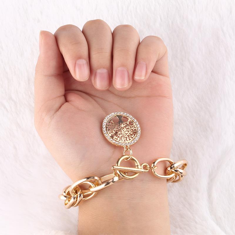 Jewelry Fashion Retro Tree of Life Rhinestone Bracelet Personality Versatile Double Woven Chain Bracelet