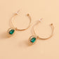 Jewelry ins trend C-shaped large ring imitation green agate pendant earrings female fashion temperament earrings