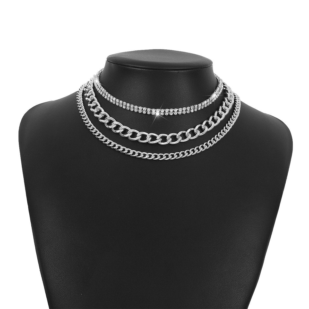 N1279 Exaggerated Thick Chain Neck Chain Claw Chain Multi-layered Vintage Necklace Hip-Hop Punk Necklace