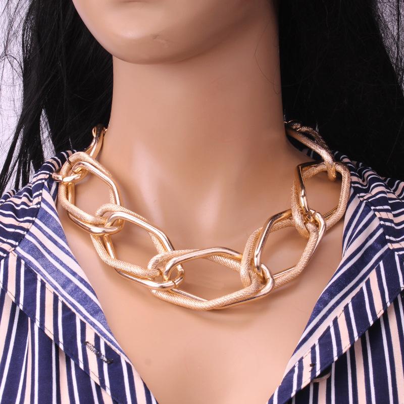 Jewelry Exaggerated Thick Irregular Shape Chain Necklace Female Hip Hop Trend Short Sweater Chain