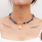 Jewelry Large Shaped Pearl OT Buckle Necklace Femininity Simple Fashion Blue Turquoise Necklace