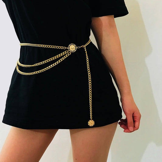 Metal Multilayer Tassel Waist Chain Female Stage Performance Decoration Long Shirt Dress Skirt Accessories