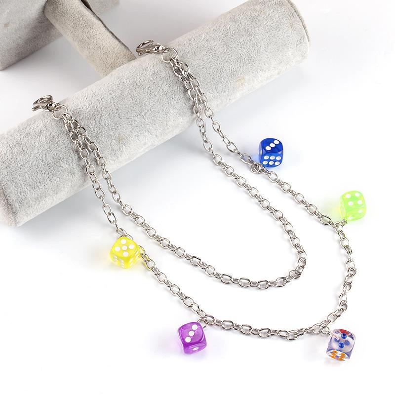 Jewelry ins transparent acrylic dice dice pendant pendant waist chain female