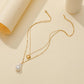 Ins popular baroque special-shaped pearl pendant fashion titanium steel real gold heart necklace double necklace