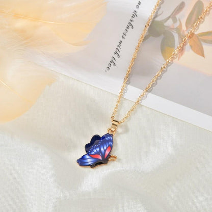 Jewelry fashion personality drip oil painted butterfly necklace ins popular butterfly necklace