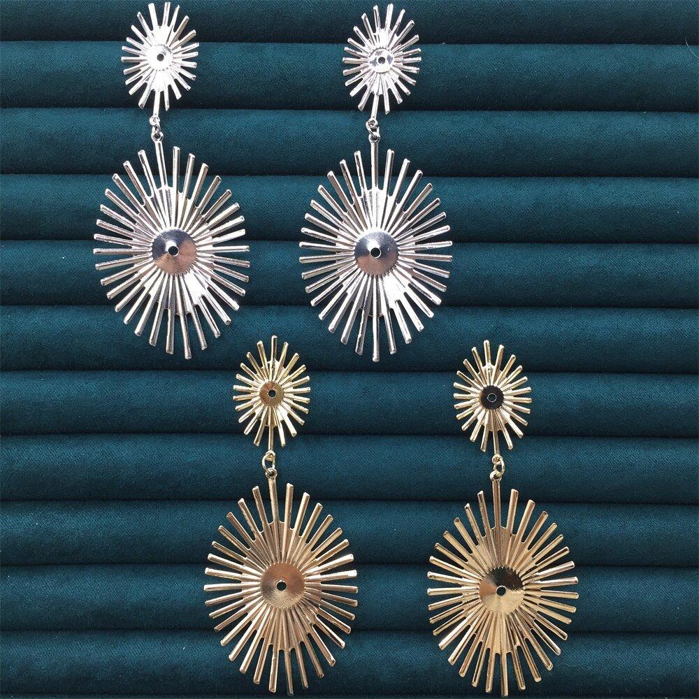 Summer geometric size oval fence fried hair earrings Indian extravagant exaggerated jewelry